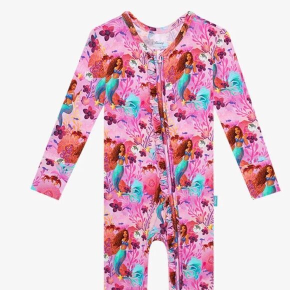 NWT Posh Peanut Footie Ruffled Zippered One Piece Disney's Little Mermaid Ariel - Picture 2 of 3